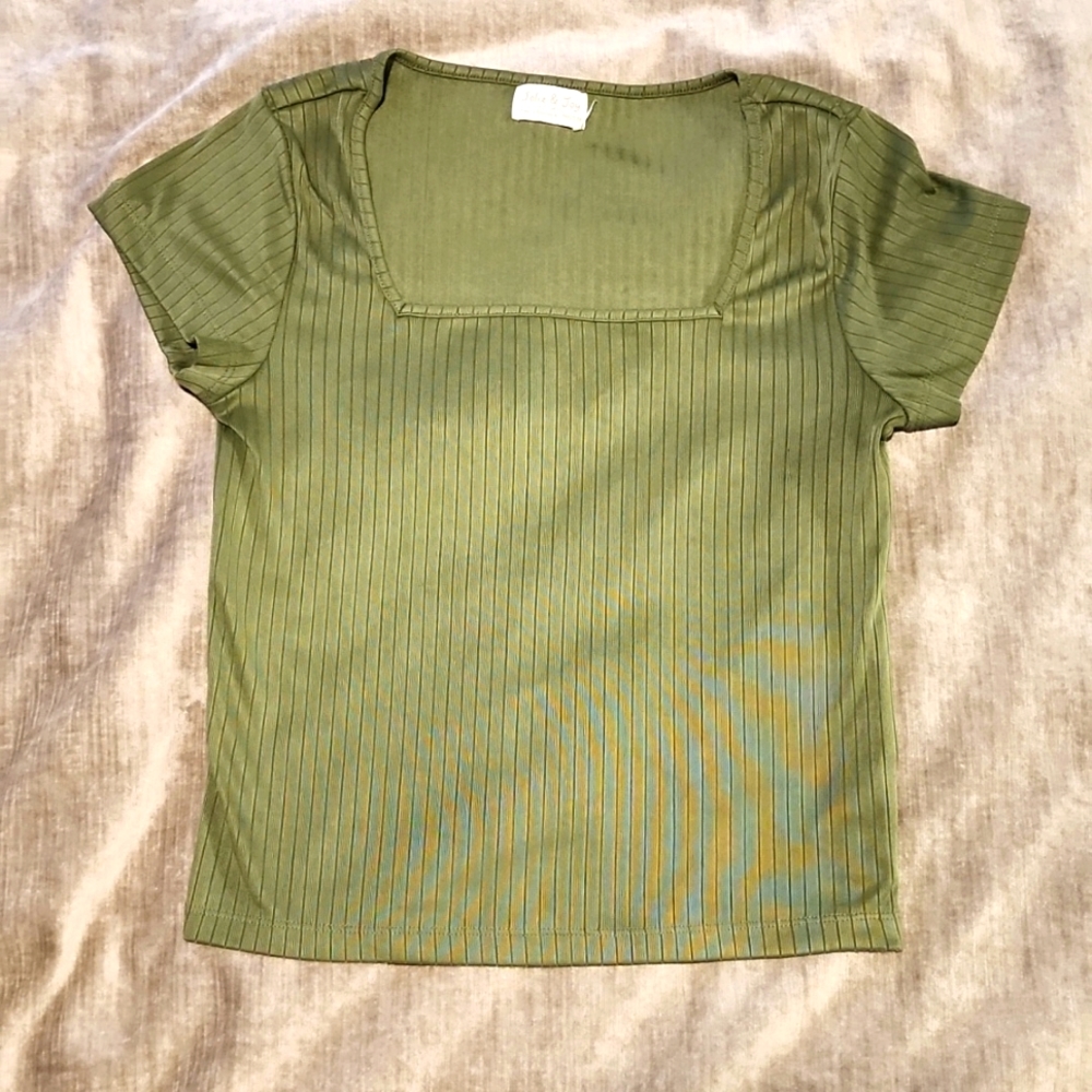Square Neck Olive Green Crop Top